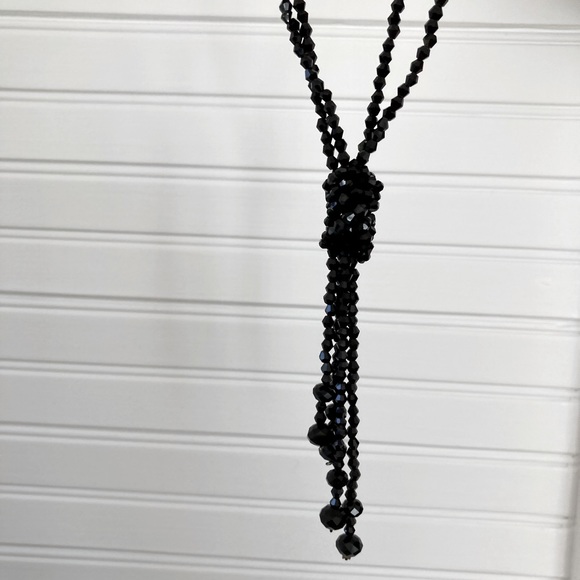 2 strands of black crystal beads. Worn as lariat or wrap necklace. - Picture 1 of 3